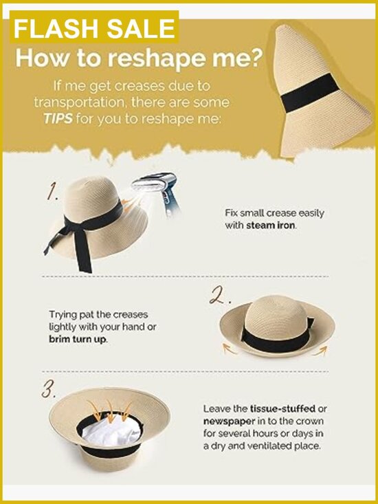 Womens Sun Straw Hat UPF 80+ Foldable Travel Beach Hat